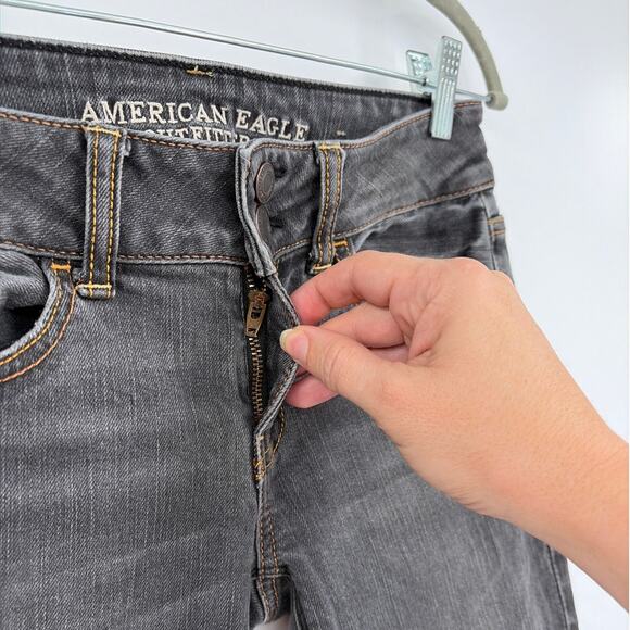 American Eagle Y2K Bootcut Artist Stretch Womens Jeans Sz 2 Grey Indie Sleaze - Picture 3 of 8